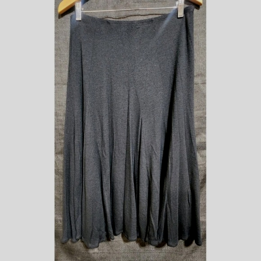 Eileen Fisher Wool Italian Yarn Pleated A Line Skirt Black‎ Flowy Sz Small EUC